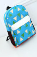 Sky Blue Nylon Contrast Plaid  School Shoulders Backpack Bag