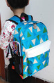 Sky Blue Nylon Contrast Plaid  School Shoulders Backpack Bag