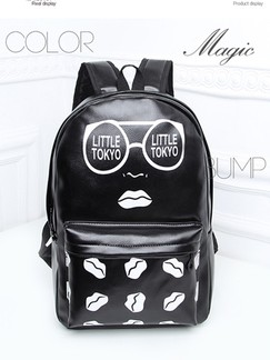 Black and White Leatherette Backpack Bag