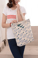 Cream Canvas Shopping Shoulder Tote Hand Bag