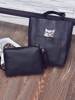 Black Leatherette Shoulder Hand Tote Purse Clutch Bag On Sale
