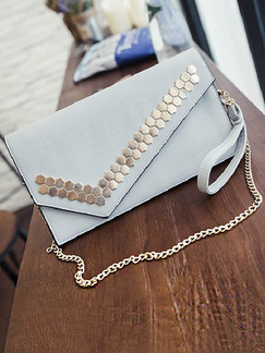 Grey Leatherette Evening Chain Handle Shoulder Clutch Crossbody Purse Bag
 On Sale