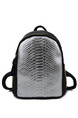 Silver Black Leatherette Metallic Backpack Bag
