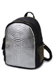 Silver Black Leatherette Metallic Backpack Bag