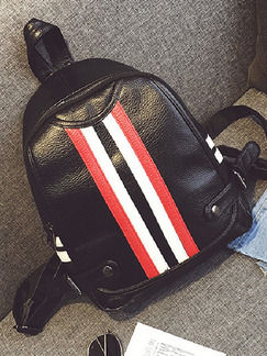 Black Red Leatherette Backpack Bag On Sale