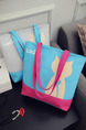 Blue and Pink Canvas Shopping Beach Cute Shoulder Tote Bag