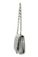 Silver Patent Leather Metallic Chain Handle Clutch Purse Shoulder Bag