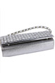 Silver Patent Leather Metallic Chain Handle Clutch Purse Shoulder Bag