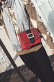 Black and Red Snakeskin Leatherette Chain Handle Shoulder Crossbody Satchel Bag