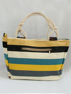 Stripe Colorful Canvas Beach Hand Shoulder Tote Bag