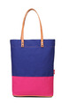 Blue and Pink Canvas Beach Shoulder Tote Bag