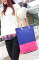 Blue and Pink Canvas Beach Shoulder Tote Bag