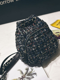 Black Colorful Cotton Drawstring Shoulder Crossbody Backpack Bag