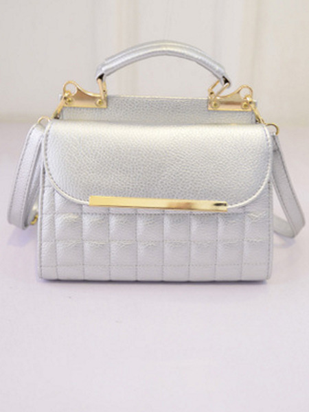 Silver Leatherette  Shoulder Crossbody Hand Bag