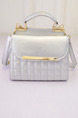 Silver Leatherette  Shoulder Crossbody Hand Bag
