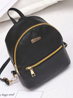 Black Leather Iron Edge Shoulders Backpack Bag
