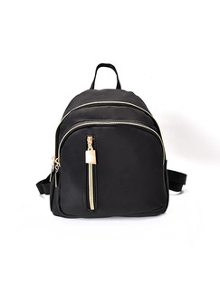 Black Canvas Iron Edge Zipper Shoulders Backpack Bag