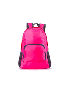 Pink Nylon Outdoor Foldable Shoulders Backpack Bag