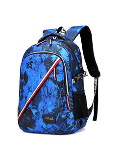 Blue Nylon Waterproof Big Capacity  Backpack Men Bag