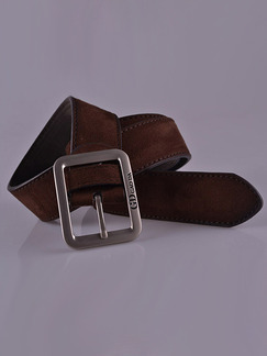 Brown Square Buckle Leather Men Belt