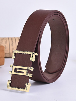 Red Smooth Buckle Leather Men Belt
