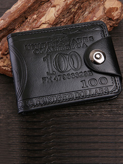 Black Leather Magnetic Buckle Short Wallet