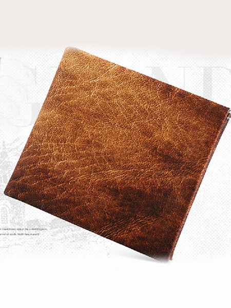 Brown Leather Invisible Card Position Short Wallet