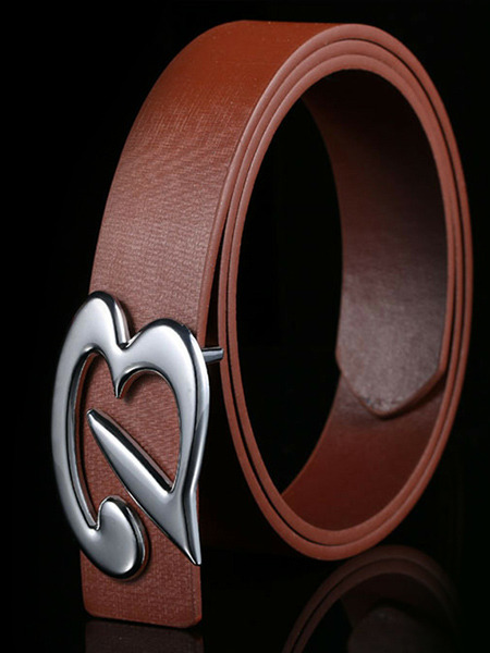 Coffee Smooth Buckle Letter Leather Men Belt