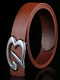 Coffee Smooth Buckle Letter Leather Men Belt 
