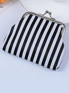 White and Black PVC Metal Button Short Coin Purse Wallet