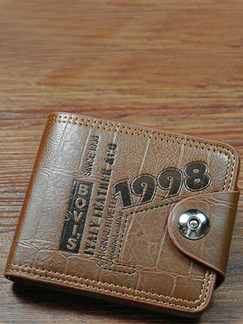 Dark Coffee Leather Two-Folds Magnetic Button Credit Card Photo Holder Short Men Wallet