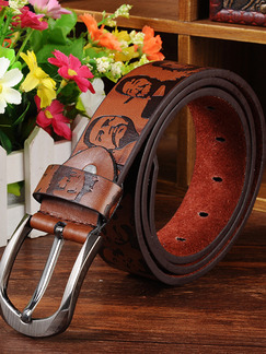 Brown Printed Single Buckle Leather Men Belt