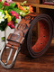 Brown Printed Single Buckle Leather Men Belt 