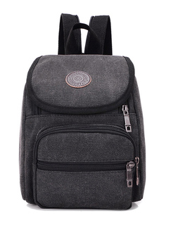 Black Canvas Outdoor Backpack Men Bag
