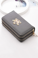 Grey Leatherette Credit Card Zip Around Coin Purse Wallet