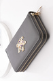 Grey Leatherette Credit Card Zip Around Coin Purse Wallet