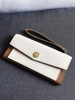 White and Brown Leatherette Credit Card Photo Holder Envelope Wallet