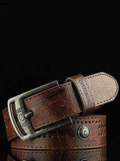 Brown Single Buckle Leather Men Belt