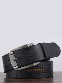 Black Single Buckle Leather Men Belt