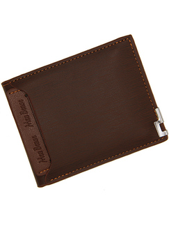 Brown Leatherette Credit Card Photo Holder Bifold Men Wallet