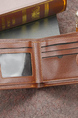 Brown Leatherette Credit Card Photo Holder Bifold Men Wallet