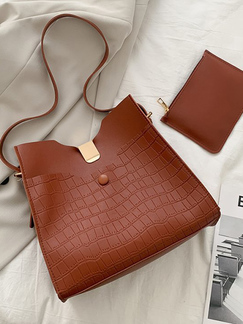 Brown Leatherette Shoulder Hand Bag