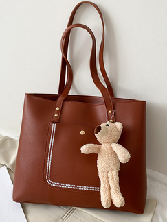 Brown Leatherette Shoulder Hand Tote Bag