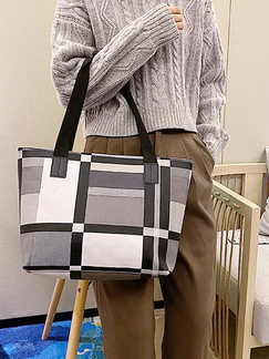 Black White and Gray Leatherette Hand Shoulder Tote Bag