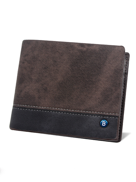 Brown and Black Leatherette Credit Card Photo Holder Bifold Men Wallet