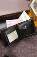 Brown and Black Leatherette Credit Card Photo Holder Bifold Men Wallet