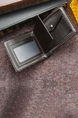 Brown and Black Leatherette Credit Card Photo Holder Bifold Men Wallet