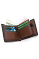 Brown Leatherette Credit Card Photo Holder Organizer Bifold Men Wallet