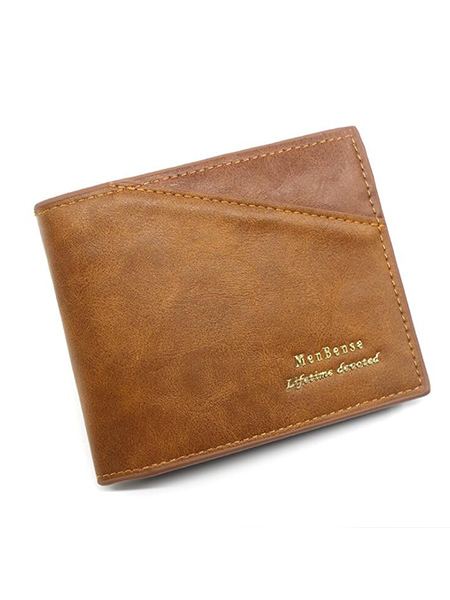 Brown Leatherette Credit Card Photo Holder Organizer Bifold Men Wallet