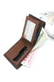 Brown Leatherette Credit Card Photo Holder Organizer Bifold Men Wallet